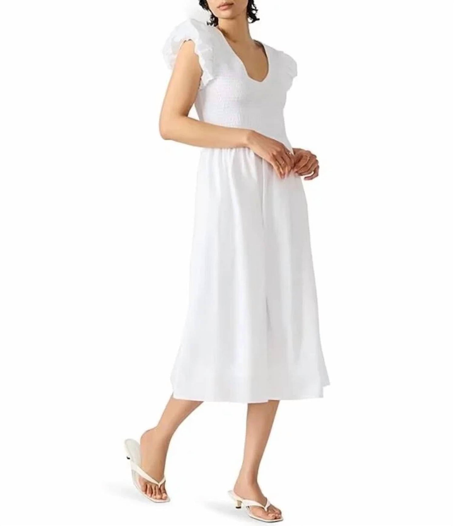 Steve Madden - Cotton Puff-sleeve Midi Dress