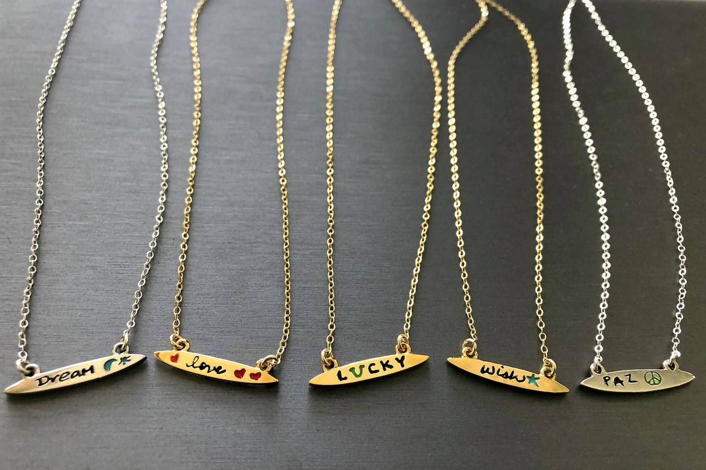 Jessica Elliot - Women's Enamel Small Surfboard Necklace - Wish