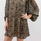Adrienne - Tiger Print Balloon Sleeve Mini Dress