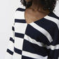 Joseph Ribkoff - Striped Sweater Knit V-neck Pullover