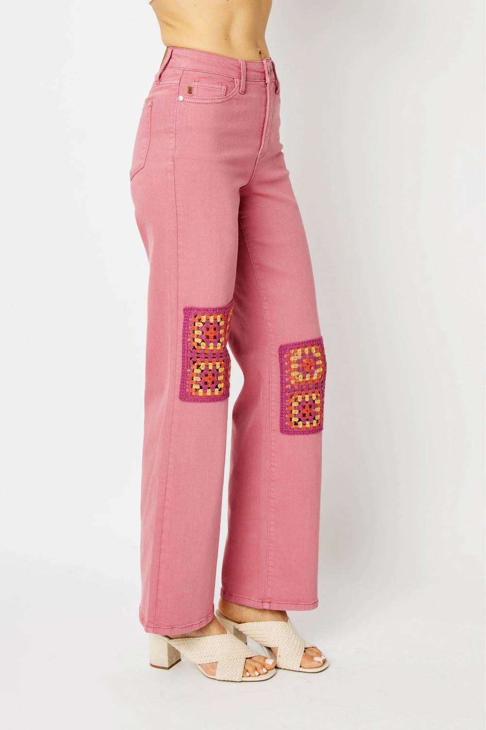 Judy Blue - Crochet Patch Garment Dyed Jeans