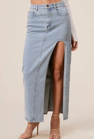 Mimosa - Clara Denim High Slit Maxi Skirt