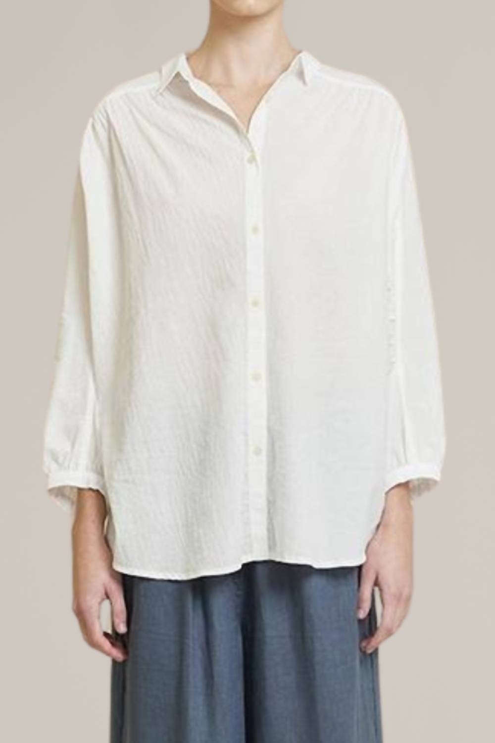 Grade & Gather - Oversize Round Yoke Button Down Shirt