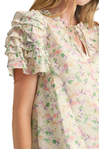 &amp;Merci - Blusa com mangas franzidas e amarração frontal