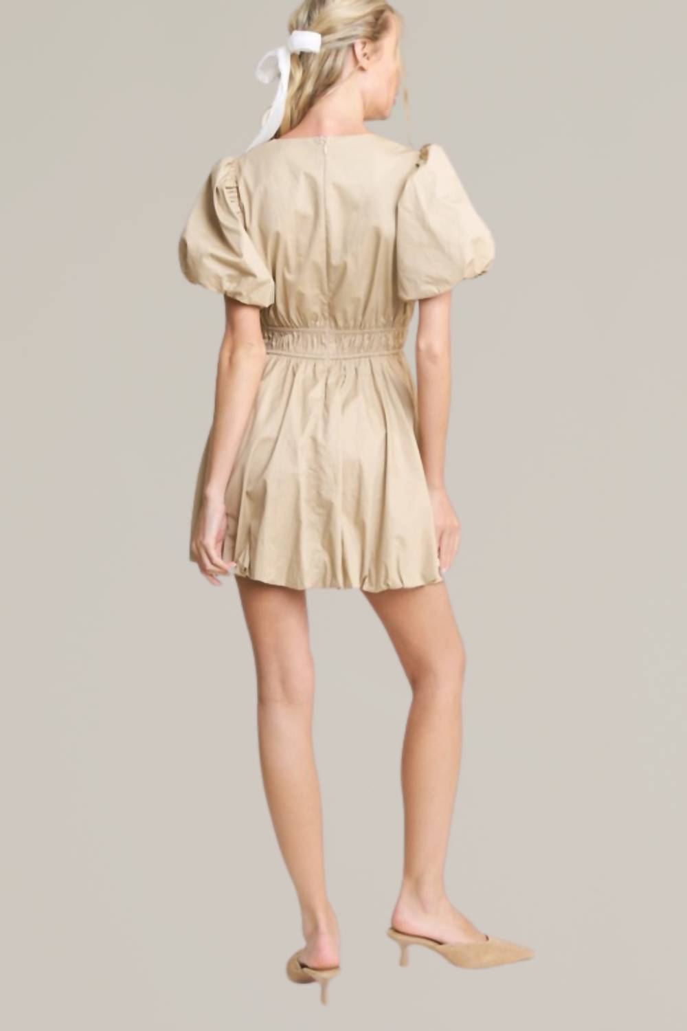 In The Beginning - bubble hem tie front mini dress