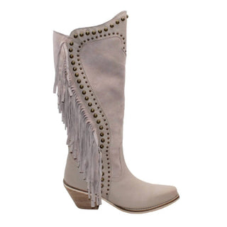 Volatile - Botas femininas de couro Palomino com tachas e franjas