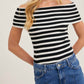 Bluivy - Seaside Off The Shoulder Striped Knit Top
