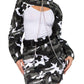 American Bazi - Edgy Camo Cropped Jacket With Chains