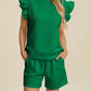 Double Take - Ruffle Sleeve Top And Short Set