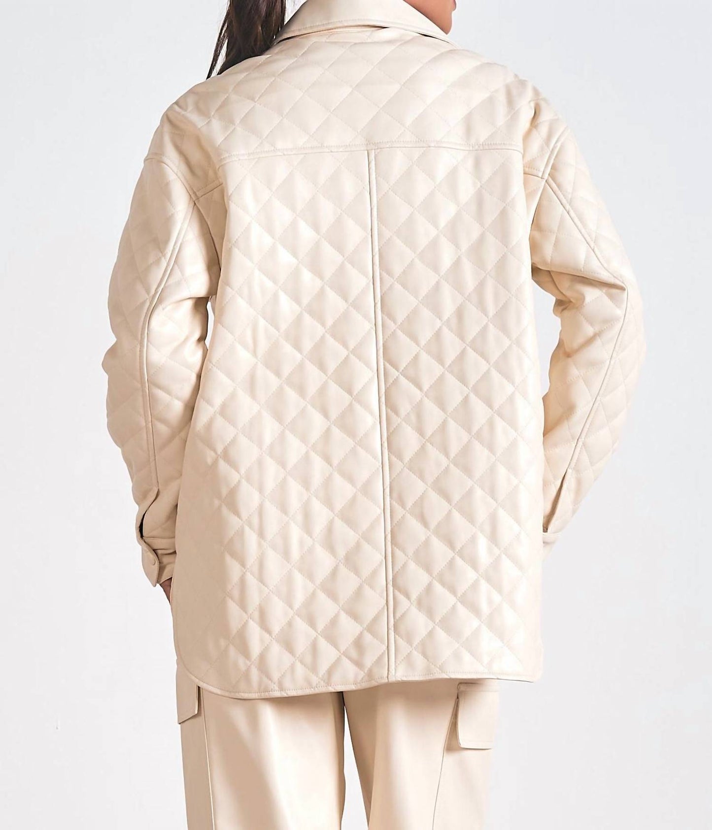Elan - Faux Leather Quilted Jacket
