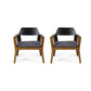 Soho Transitional Style Outdoor Club Chair Set of 2 with Cushions