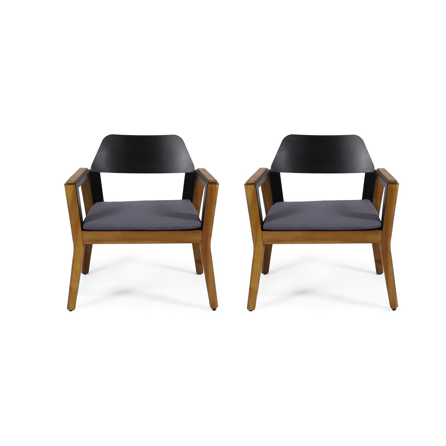 Soho Transitional Style Outdoor Club Chair Set of 2 with Cushions