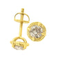 14K Yellow Gold Plated .925 Sterling Silver 1.0 Cttw Round Brilliant Cut Diamond Solitaire Milgrain Stud Earrings (K-L Color, I2-I3 Clarity)