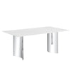 Modern Minimalist Dining Table With Marble Glass Top