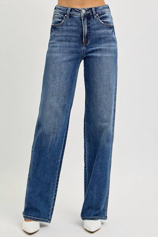 Risen - Calça jeans larga e larga com controle de barriga de cintura alta