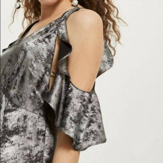 Topshop - Vestido longo com brilho de folha metálica