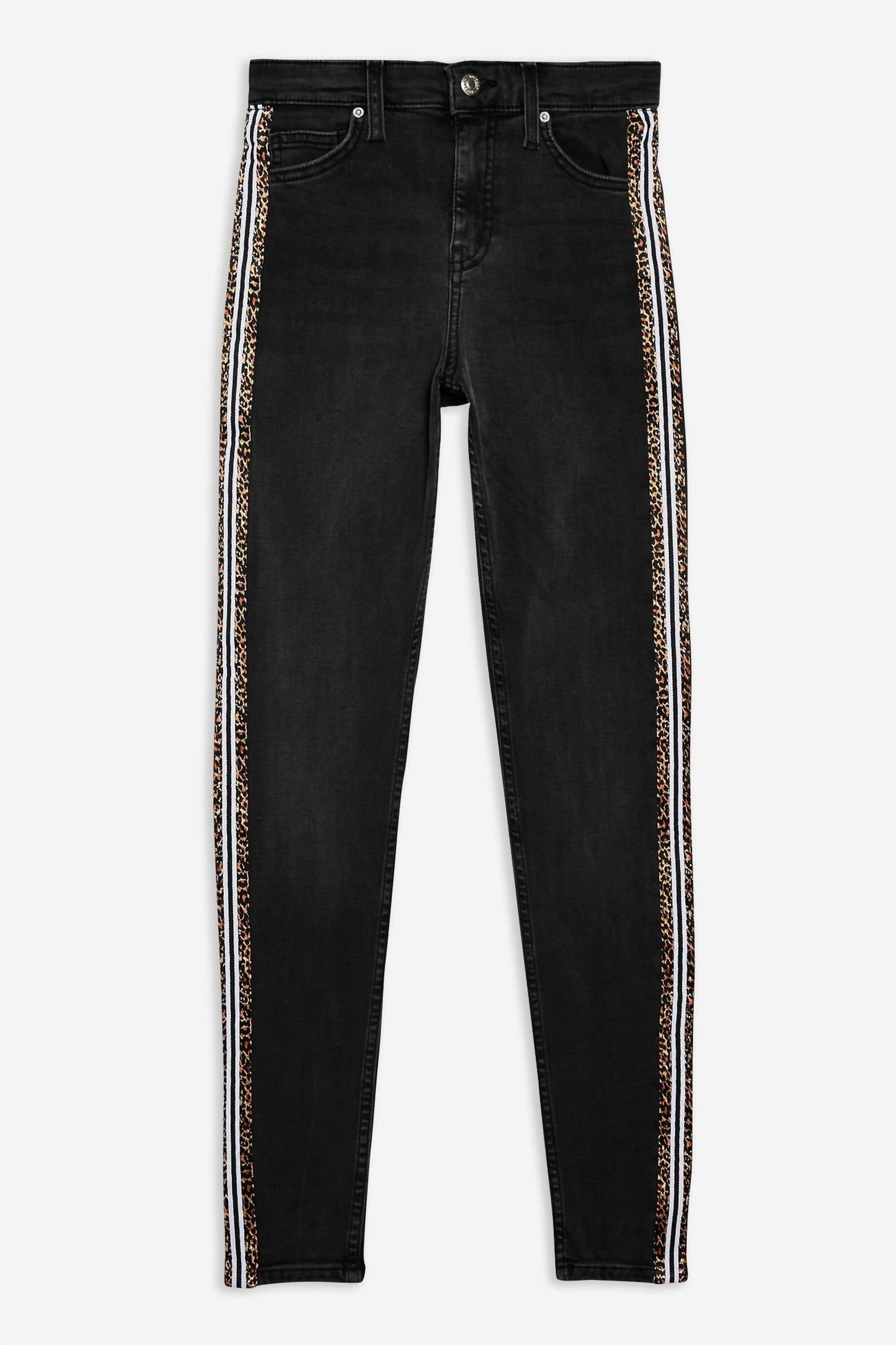 Topshop - Jamie Leopard Stripe Skinny High Rise Jeans