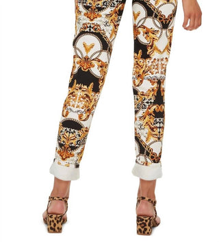 Topshop - Calça jeans mom com estampa de corrente e folhas de cintura alta