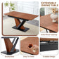 Dining Table, Scratch Resistant, Cross Geometric Legs For Kitchen & Dining Room - Dark Walnut