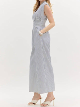 Entro - Striped Romper with Zipper