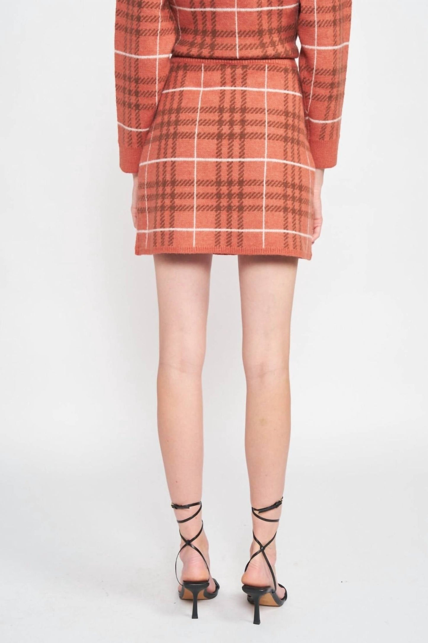 En Saison - Plaid Knit Sweater Mini Skirt