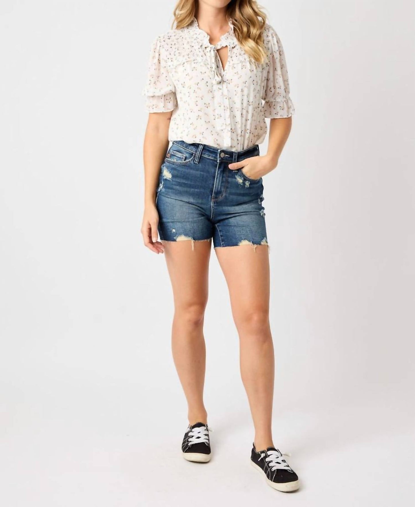 Judy Blue - Mid Length Cut Off Shorts