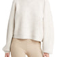 Topshop Mixed Stitch Balloon Sleeve Crop Sweater in Grey Marl, Size Medium