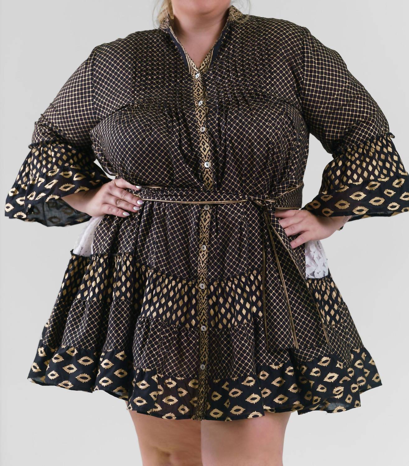 Pep'S Cannes - Short Net Print Mini Dress - Plus