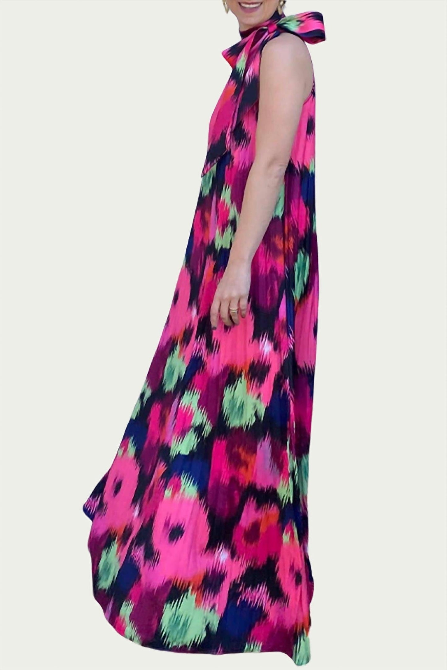 Abbey Glass - POPPY PLEATED SATIN MAXI DRESS