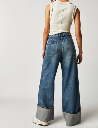 Free People - Calça jeans com punho e cintura média Final Countdown