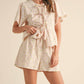 &Merci - Embroidered Floral Gingham Top And Shorts Set