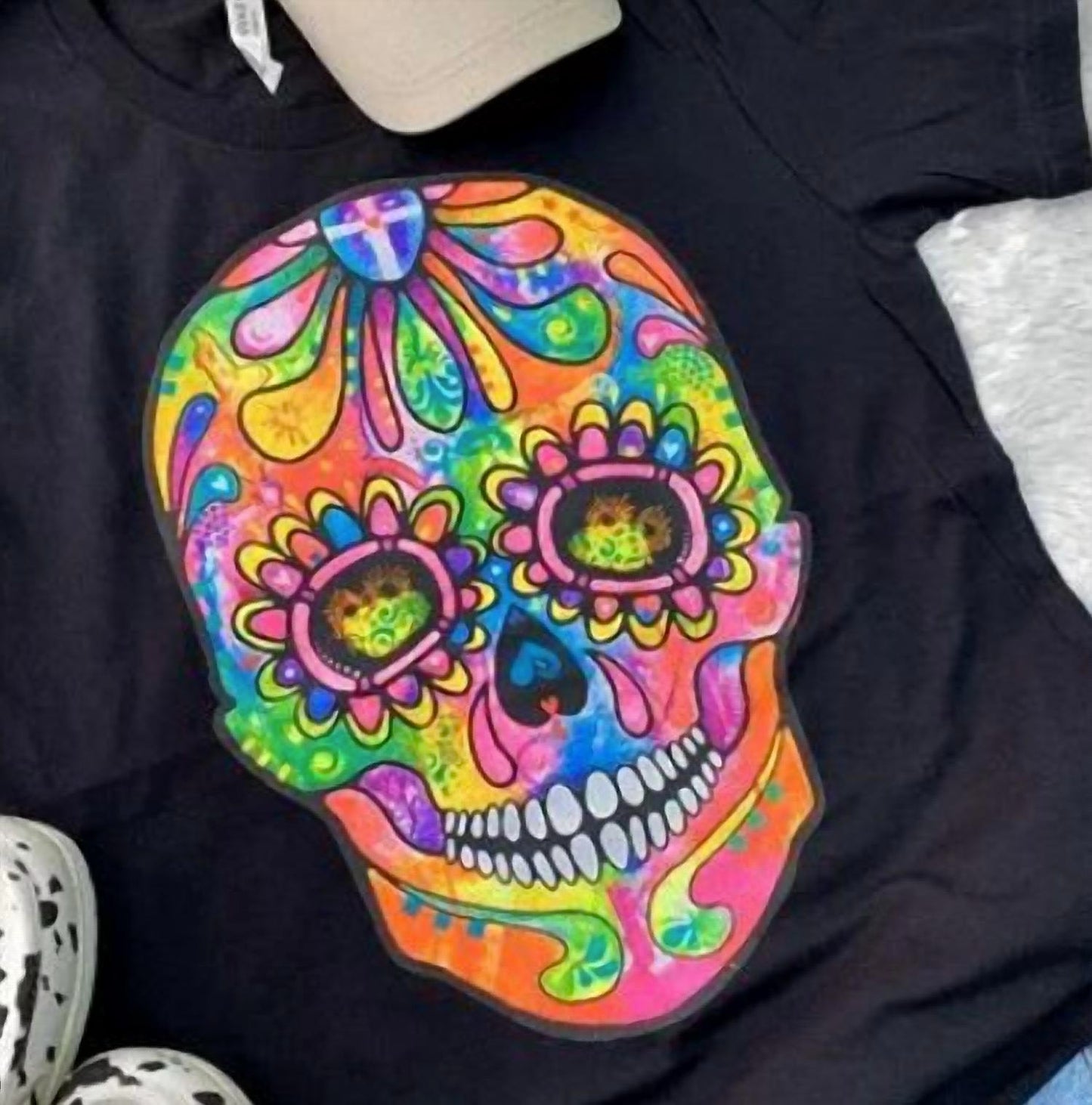 L&B Life - Women's Colorful Sugar Skull Tee