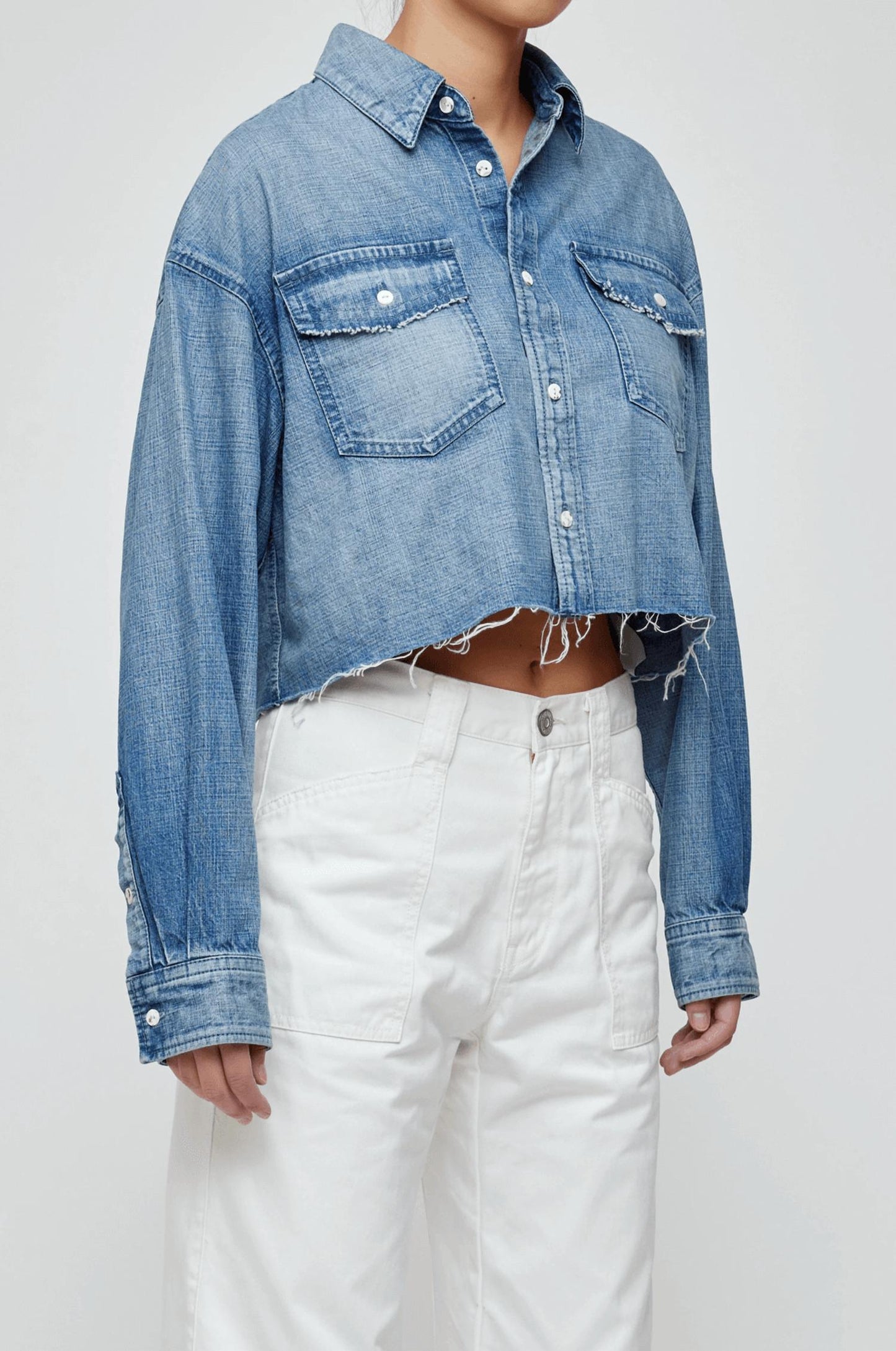 Moussy - Manorhaven Cropped Denim Shirt
