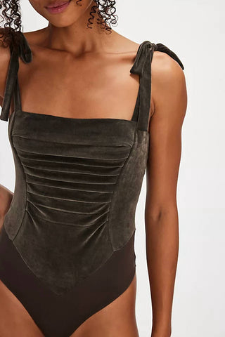 Free People - Tie Shoulder Sleeveless Textured Bodysuit