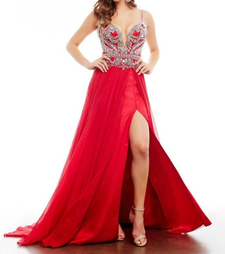 Mac Duggal - Vestido de baile longo com corpete e contas