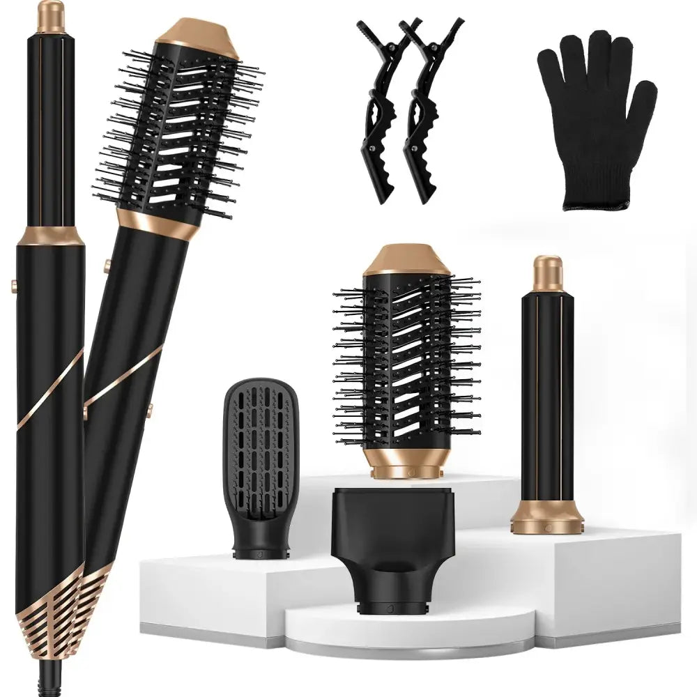 5-in-1 Black and Gold Ionic Hot Air Styler Set