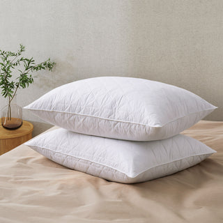 2 Pack Goose Feather Bed Pillows for Side  Back Sleepers