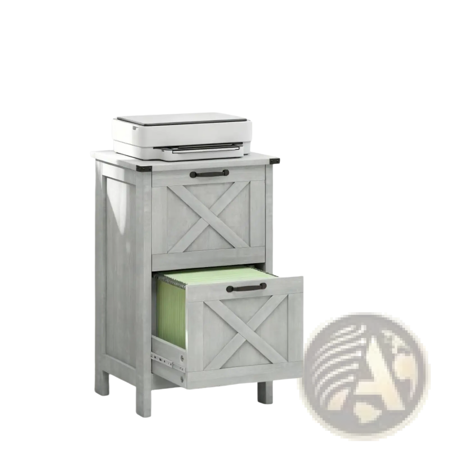 2 Drawer Farmhouse File Cabinet Gray Printer Stand