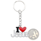 2-piece i Heart Jesus Silver Religious Keychain Set
