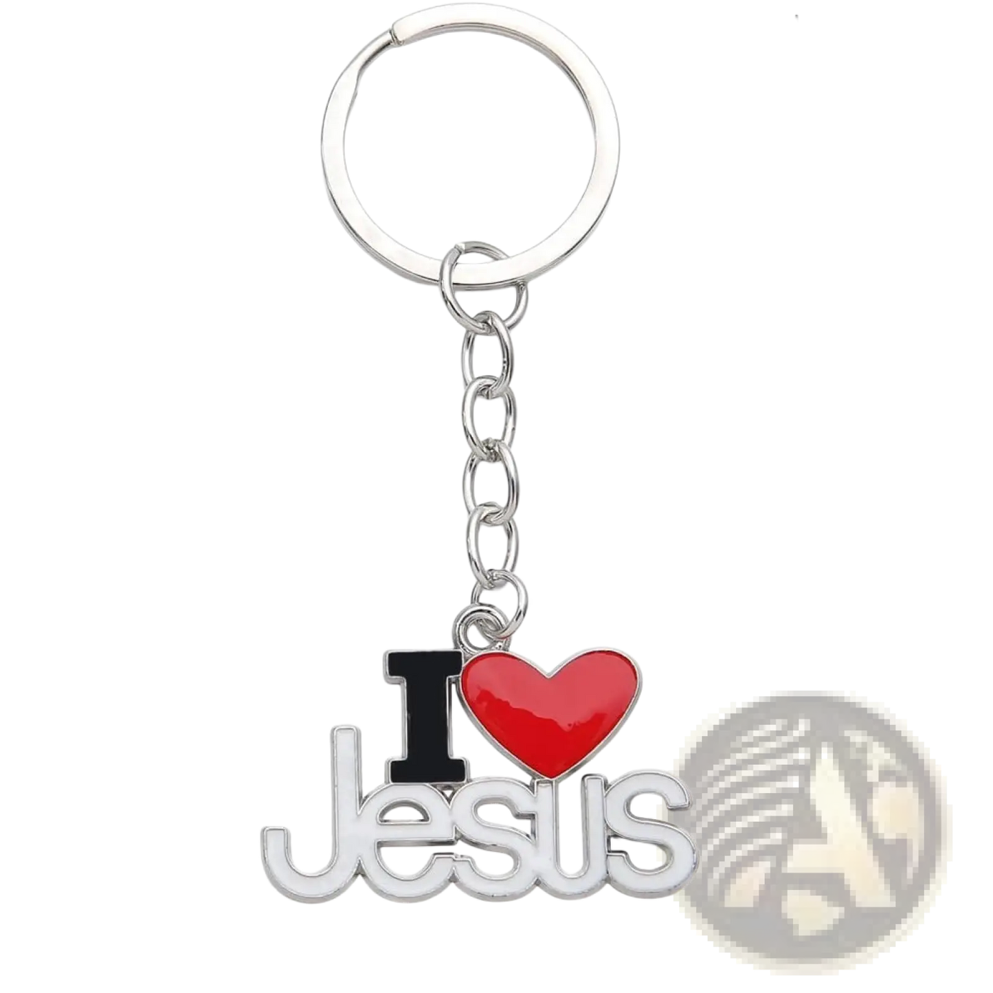 2-piece i Heart Jesus Silver Religious Keychain Set