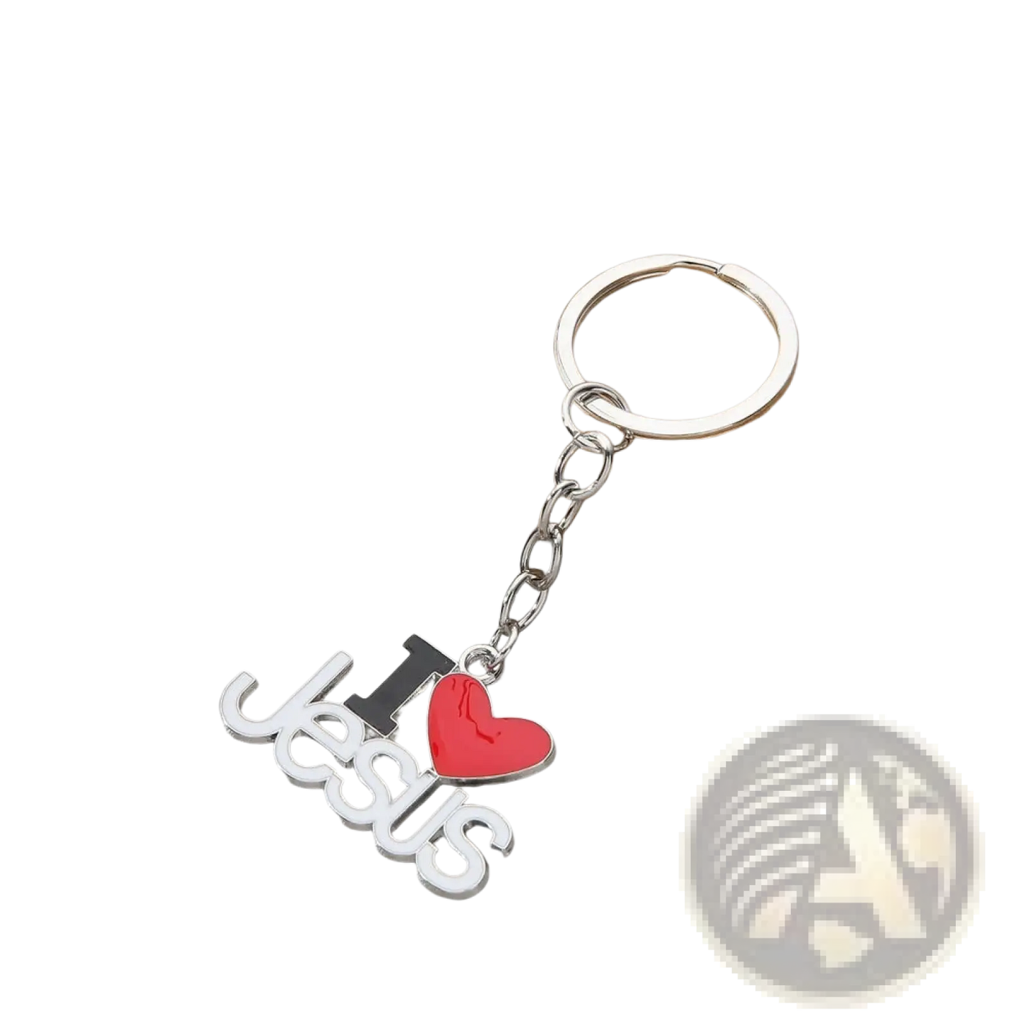 2-piece i Heart Jesus Silver Religious Keychain Set