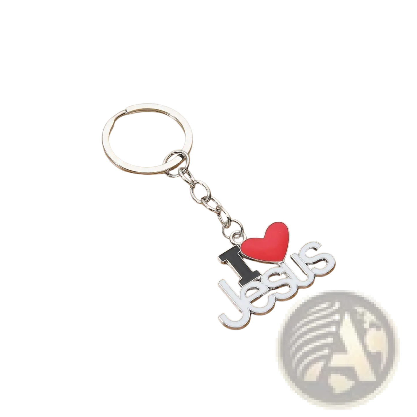 2-piece i Heart Jesus Silver Religious Keychain Set