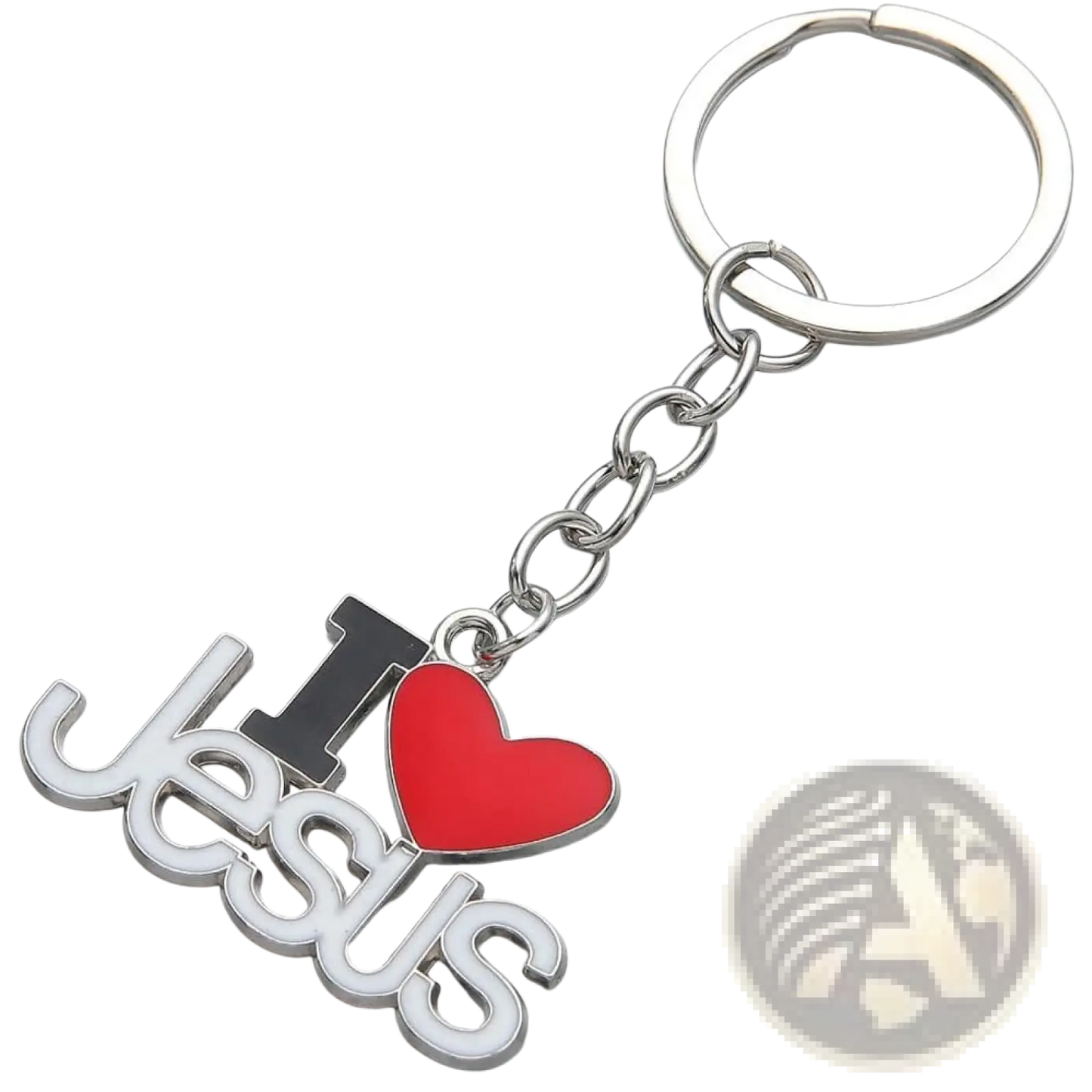 2-piece i Heart Jesus Silver Religious Keychain Set