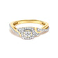 10K Yellow Gold Twisted Shank 1/10 Cttw Diamond Composite Halo Engagement Ring (I-J Color, I3 Clarity) - Size 7