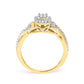 10K Yellow Gold Twisted Shank 1/10 Cttw Diamond Composite Halo Engagement Ring (I-J Color, I3 Clarity) - Size 7