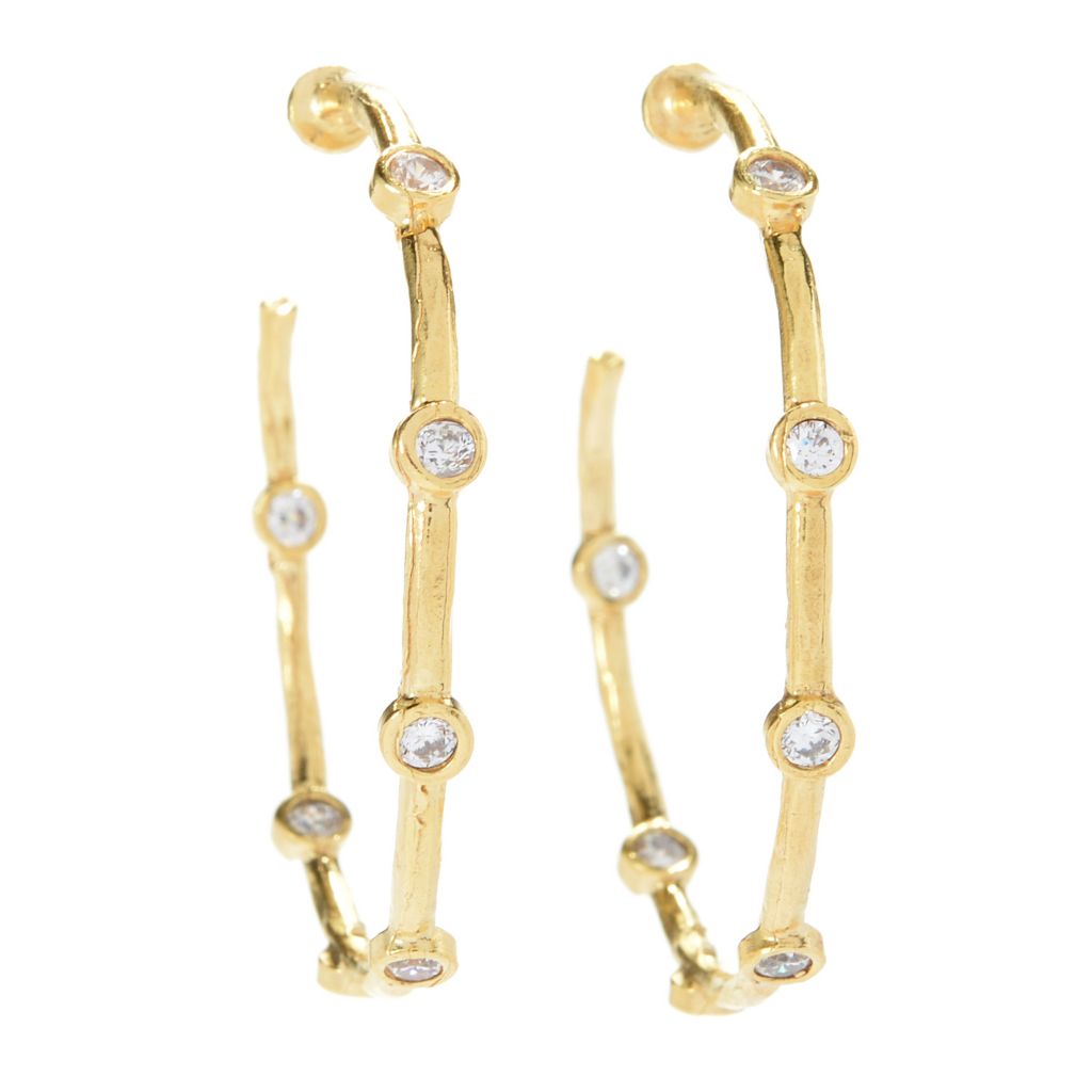 Brincos de argola com diamantes simulados Golden Odyssey for Brilliante