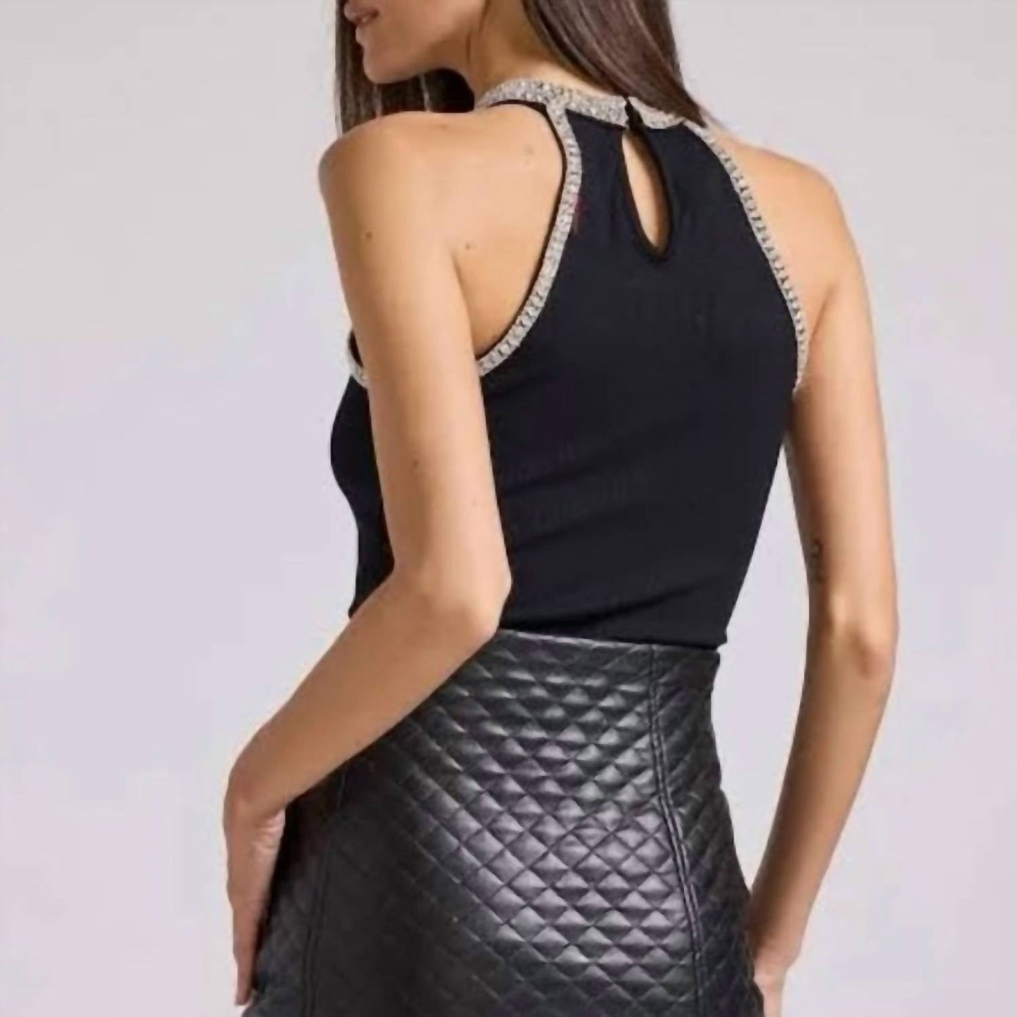 Generation Love - Crystal Trim Rib Halter Top