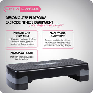 Plataforma de degrau aeróbico HolaHatha, equipamento de ginástica com altura ajustável