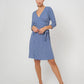 Vestido feminino Leota Perfect Wrap com manga 3/4, azul, tamanho médio