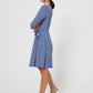 Vestido feminino Leota Perfect Wrap com manga 3/4, azul, tamanho médio